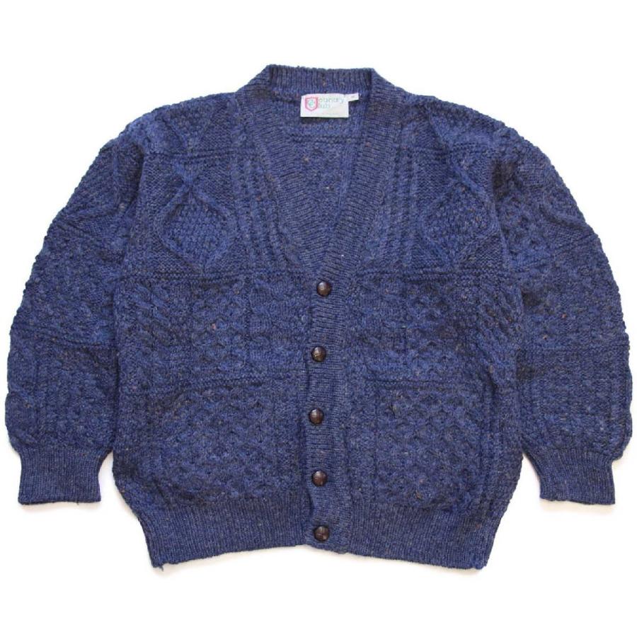 アイルランド製 Country Club ケーブル編み ネップ入り ウールニット  