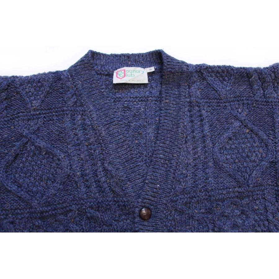 アイルランド製 Country Club ケーブル編み ネップ入り ウールニット  