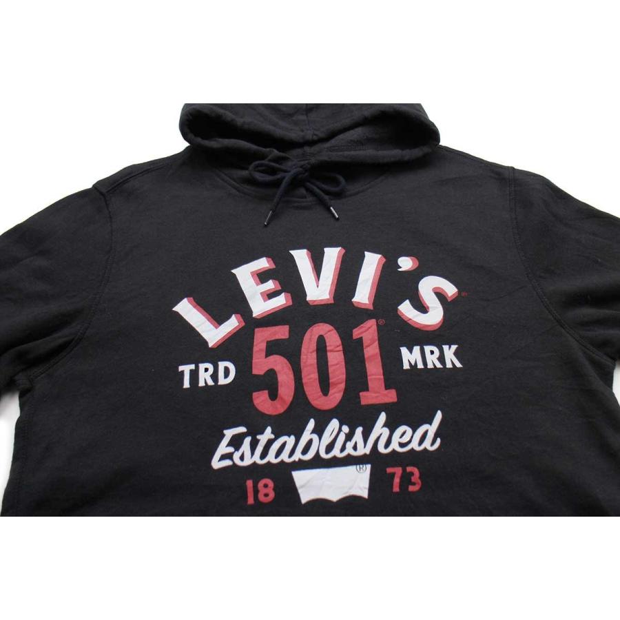 Levi'sリーバイス 501 ビッグロゴ スウェットパーカー 黒 M★フーディー デカロゴ デニム ジーンズ ブラック｜sixpacjoe｜03