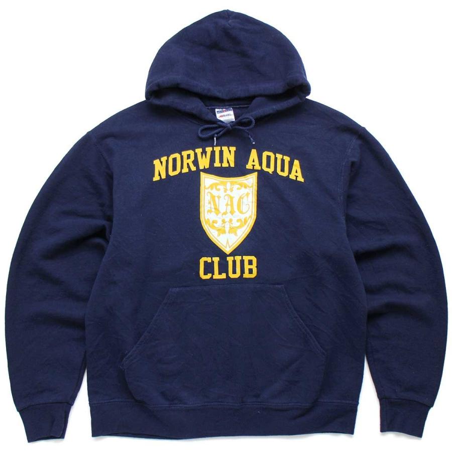 00s NORWIN AQUA CLUB スウェットパーカー 紺 M★オールド フーディー スイミング スポーツ : Used ...