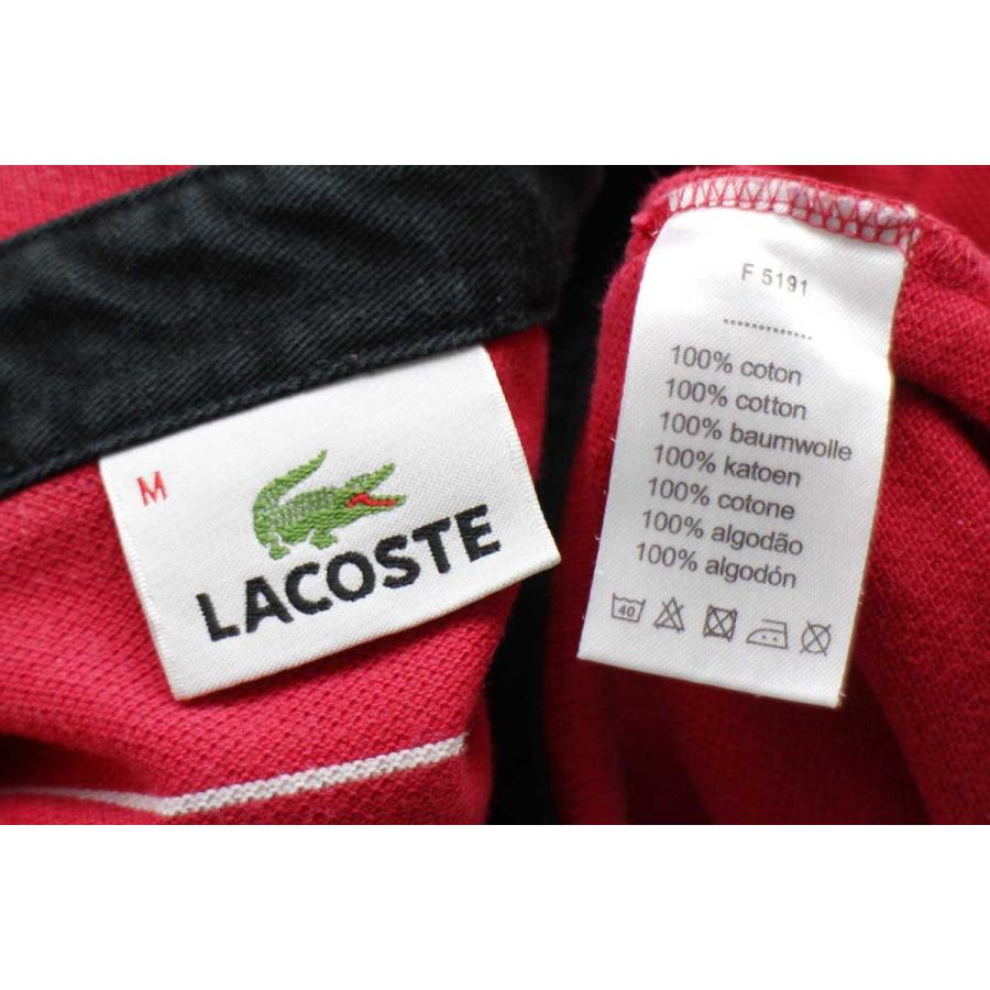 00s LACOSTEラコステ ボーダー コットン 鹿の子 長袖ポロシャツ 薄赤 M★オールド フレンチ ユーロ ヨーロッパ LACOSTE（ラコステ） 00s LACOSTEラコステ ボーダー コットン 鹿の子