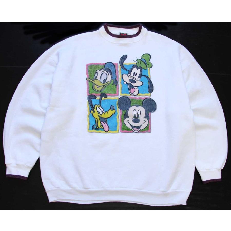 90s ビンテージ スウェット ミッキー ミニー ドナルド グーフィー プルート 90s USA製 Disneyディズニー ミッキー マウス ドナルドダック