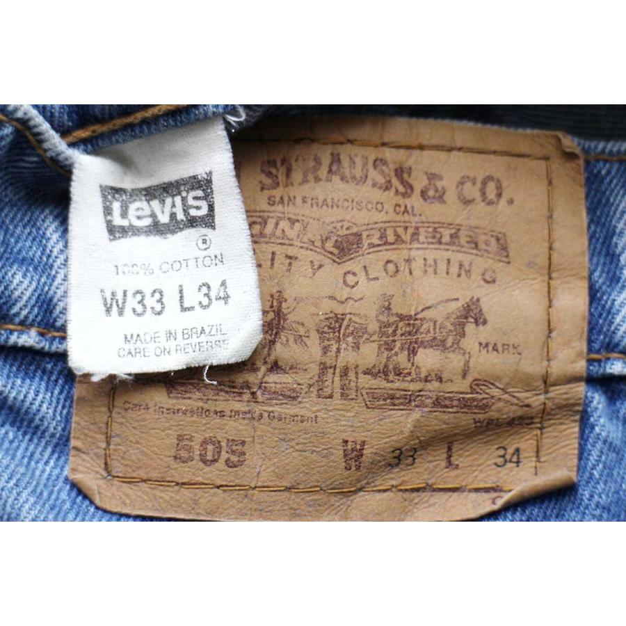 90s ブラジル製 Levi'sリーバイス 505 デニムパンツ w33 L34★SDP810 オールド ビンテージ ジーンズ ストレート ストーンウォッシュ Levi's（リーバイス） 90s ブラジル製 505 デニムパンツ W33 L34