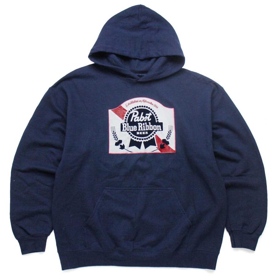 Pabst Blue Ribbon BEER スウェットパーカー 紺 L☆フーディー Pabst Blue Ribbon BEER スウェットパーカー 紺 L☆フーディー