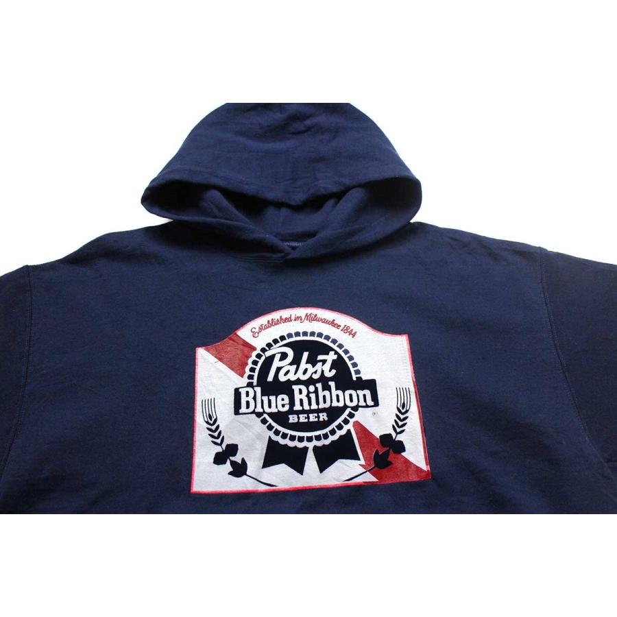 Pabst Blue Ribbon BEER スウェットパーカー 紺 L☆フーディー Pabst Blue Ribbon BEER スウェットパーカー 紺 L☆フーディー