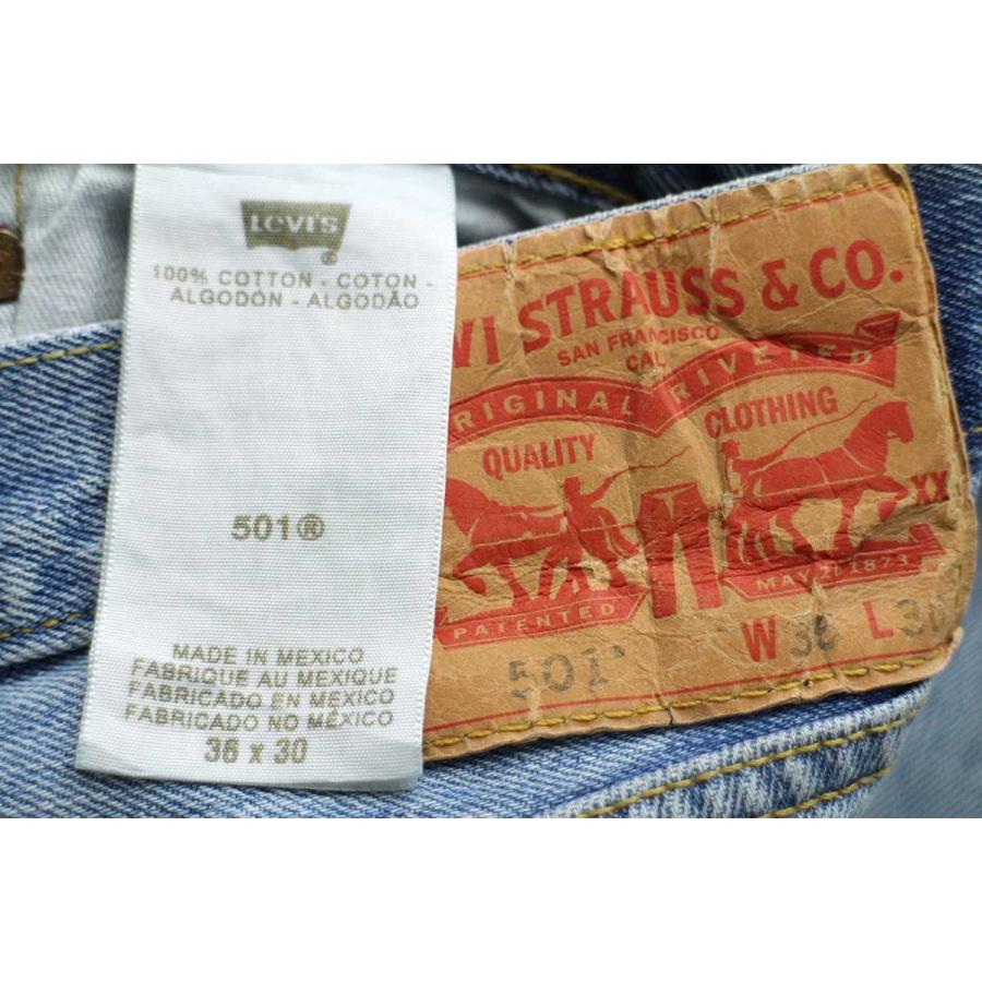 メキシコ製 Levi'sリーバイス 501 ペンキ飛び デニムパンツ w36 L30★SDP2695 ジーンズ ストレート アイスブルー オーバーサイズ 縦落ち｜sixpacjoe｜06