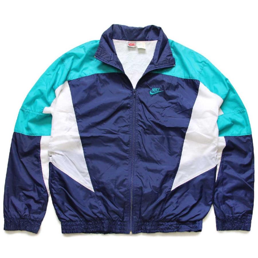 90s NIKEナイキ ロゴ刺繍 マルチカラー 切り替え ナイロンジャケット M  