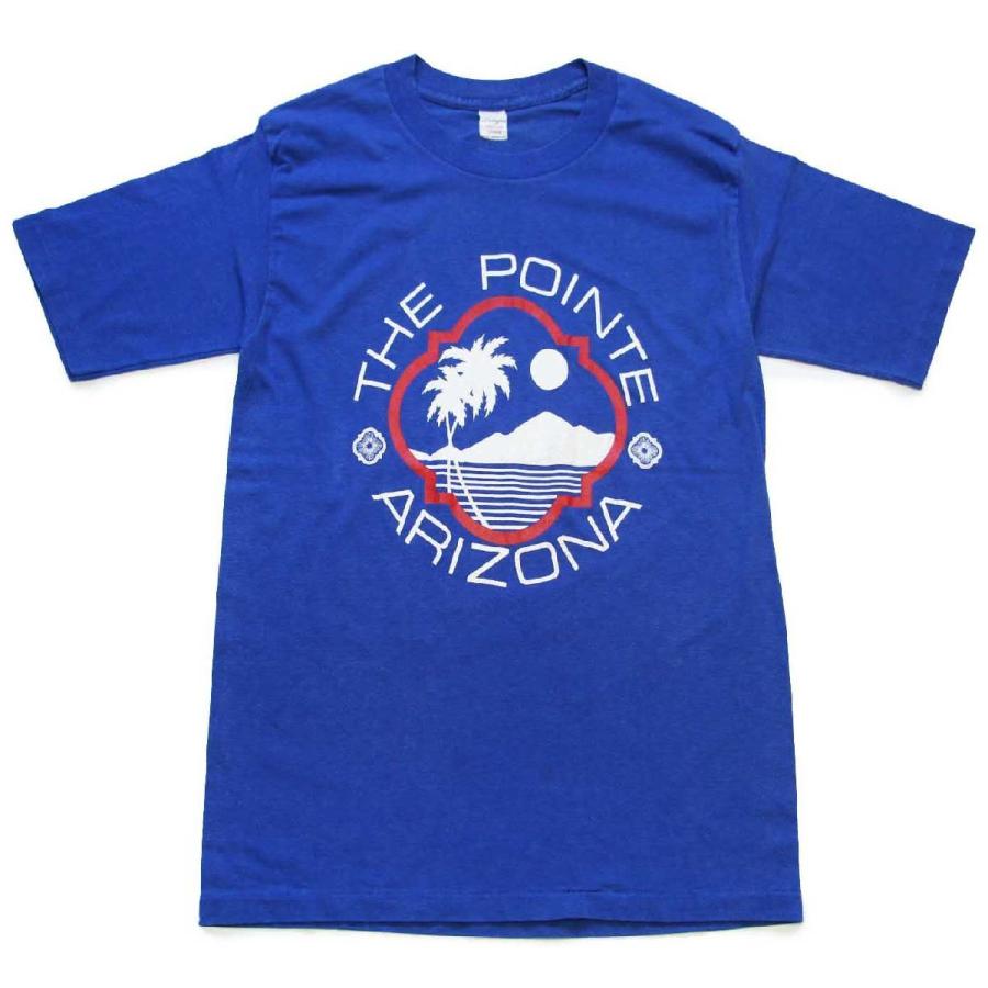 80s USA製 THE POINTE ARIZONA ひび割れプリント Tシャツ 青 