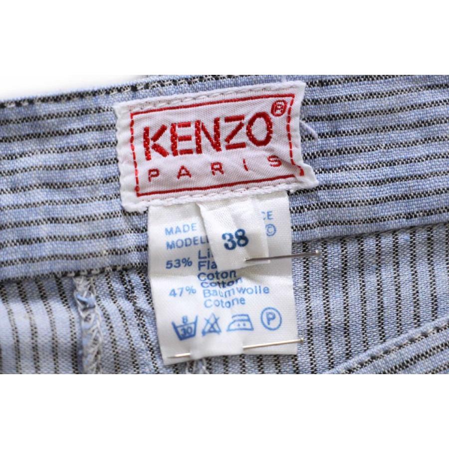 80s フランス製 KENZO PARIS ケンゾー ワンタック ストライプ リネン 