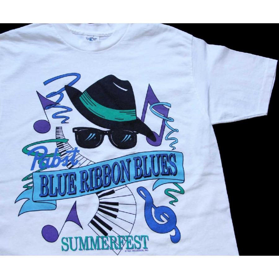 90s USA製 Pabst BLUE RIBBON BLUES SUMMERFEST アート コットンT 