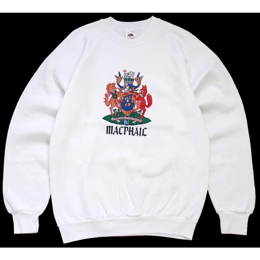 80s カナダ製 MACPHAIC 紋章 スウェット 白 L☆SSW07 オールド