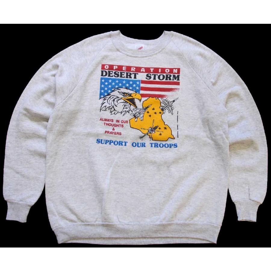 90s USA製 DESERT STORM SUPPORT OUR TROOPS スウェット 杢グレー XL