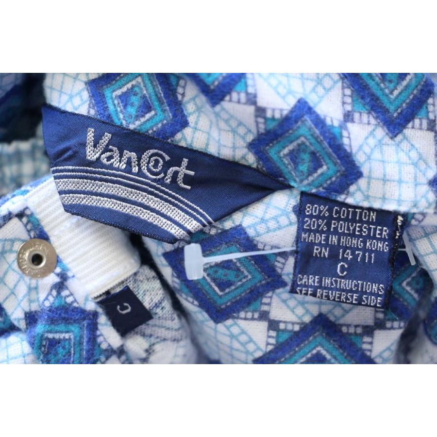 デッドストック☆80s VanCort 総柄 プリントネル オープンカラー デッドストック☆80s VanCort 総柄 プリントネル オープンカラー