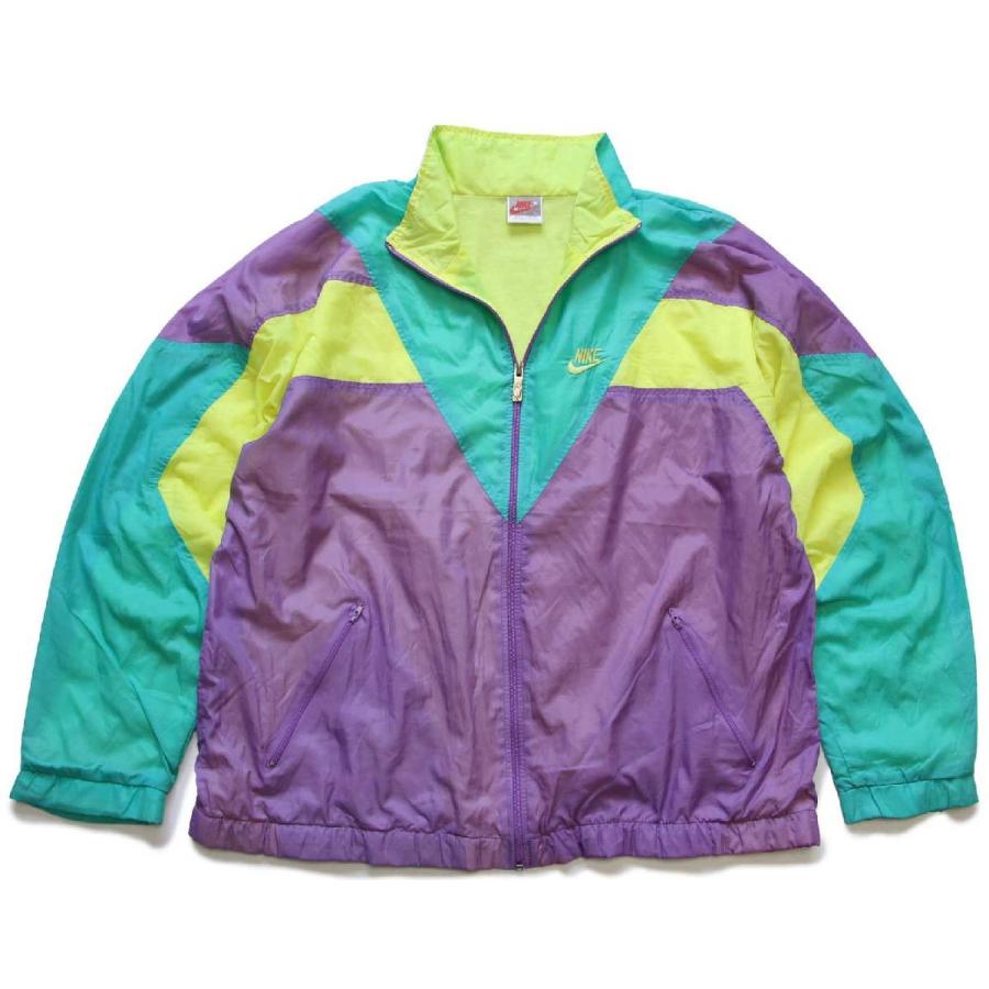 90s NIKEナイキ ロゴ刺繍 マルチカラー 切り替え ナイロンジャケット  