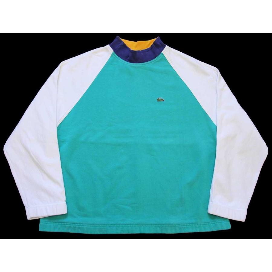 90s IZOD LACOSTE ラコステ モックネック マルチカラー 切り替え スウェット BIG 2X★特大 オールド ビンテージ ロゴ オーバーサイズ LACOSTE（ラコステ） 90s IZOD LACOSTE モックネック マルチカラー
