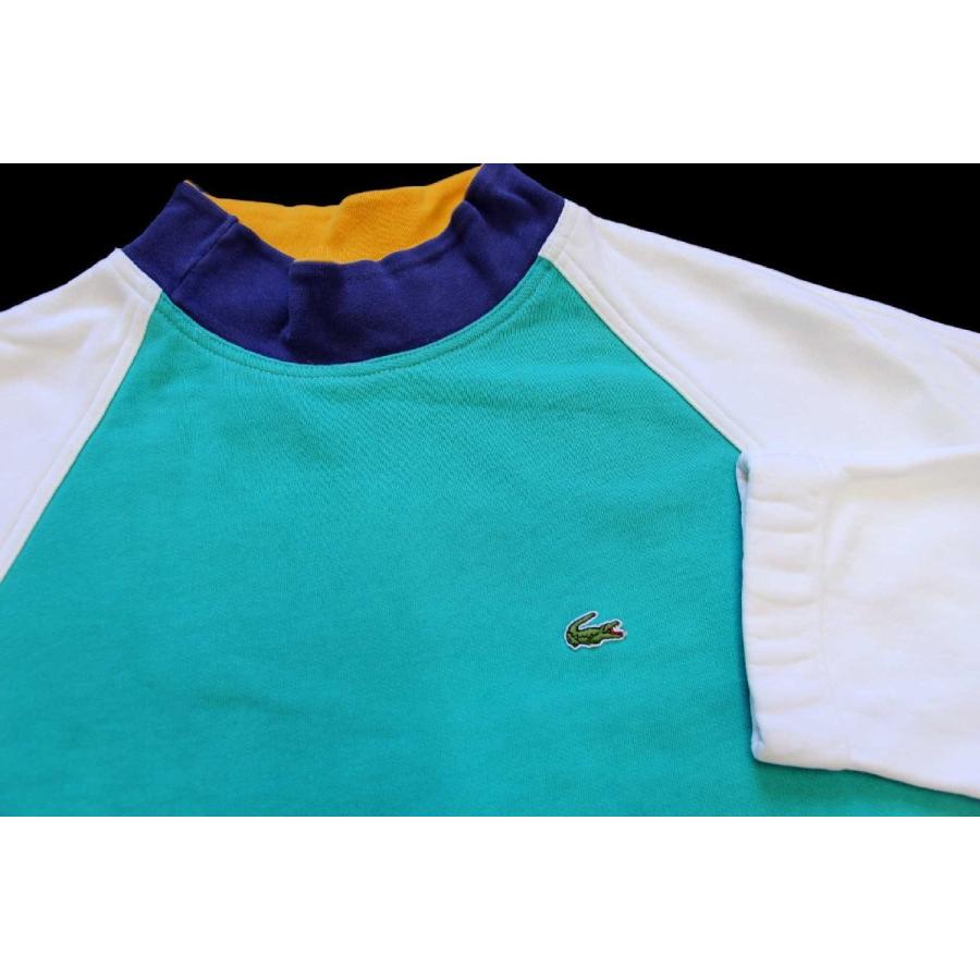 90s IZOD LACOSTE ラコステ モックネック マルチカラー 切り替え スウェット BIG 2X★特大 オールド ビンテージ ロゴ オーバーサイズ LACOSTE（ラコステ） 90s IZOD LACOSTE モックネック マルチカラー