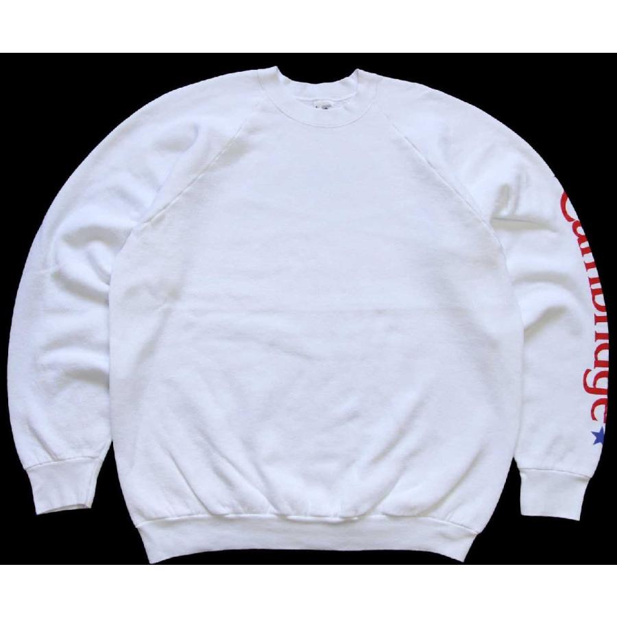 90s USA製 Cambridge 袖プリント スウェット 白 XL☆オールド 