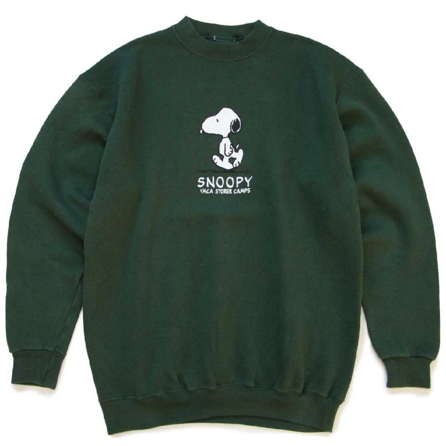 90s SNOOPY スヌーピー YMCA STORER CAMPS スウェット 緑 M☆オールド 
