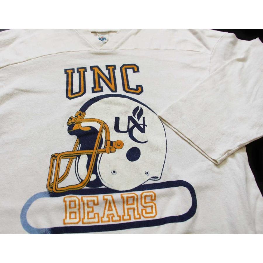 80s USA製 UNC BEARS アメフト Vネック コットン フットボールTシャツ