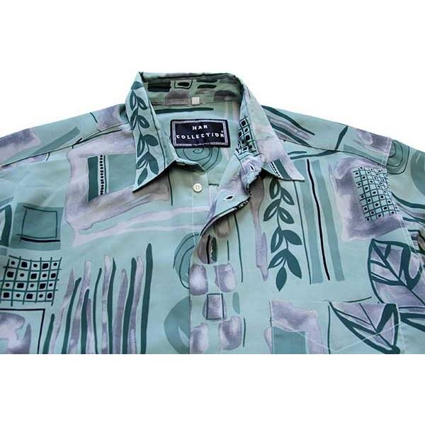 90s イタリア製 MAN COLLECTION アート 比翼 レーヨン×シルクシャツ M 