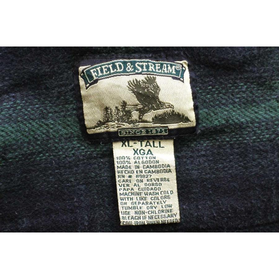 FIELD&STREAM オンブレチェック コットン フランネルシャツ 緑×黒 XL-T