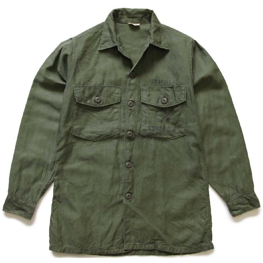 60s 米軍 USMC ステンシル コットンサテン ユーティリティシャツ 