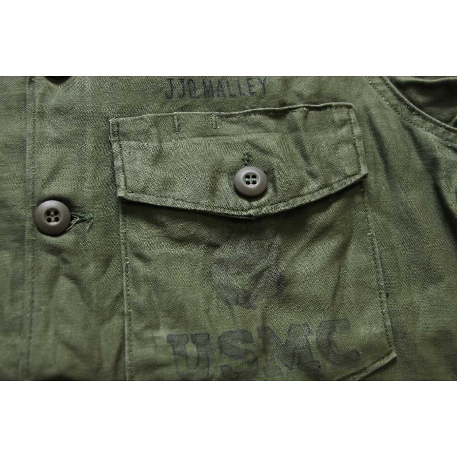 60s 米軍 USMC ステンシル コットンサテン ユーティリティシャツ 