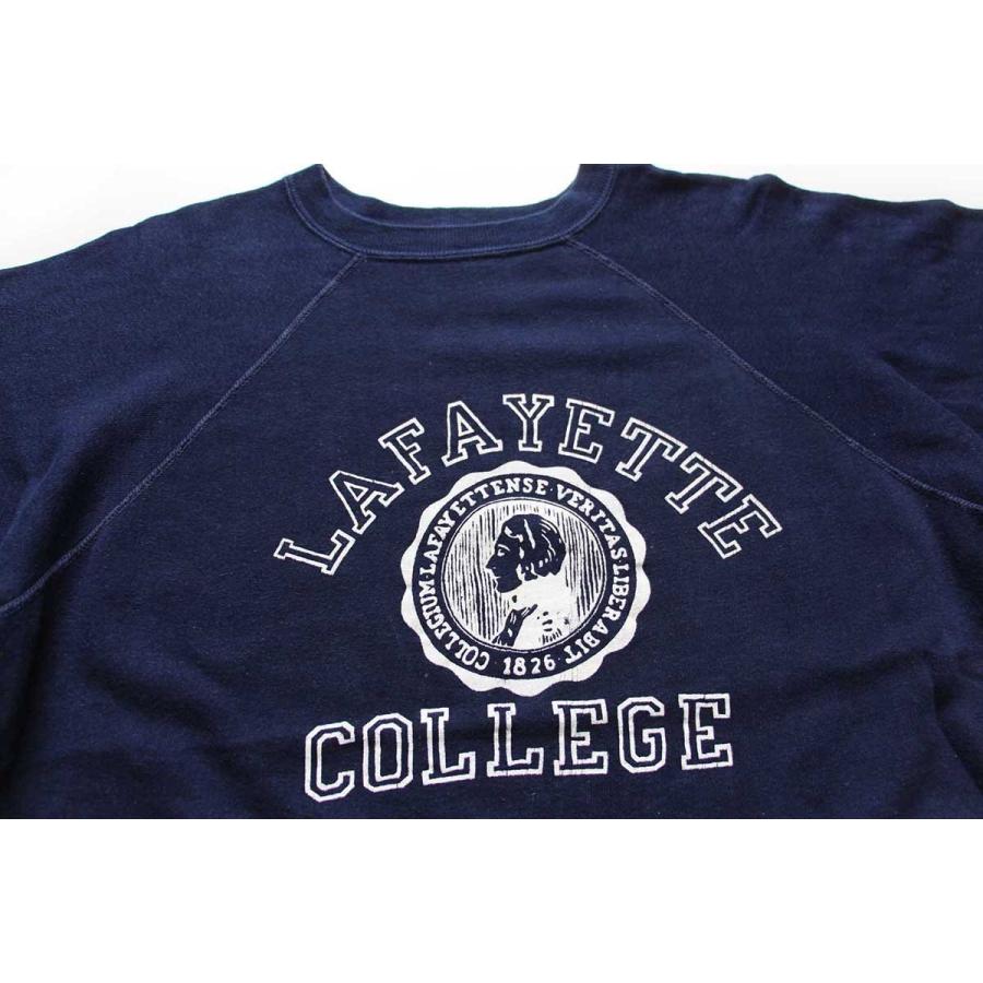 70s USA製 LAFAYETTE COLLEGE フロッキープリント スウェット 紺 70s USA製 LAFAYETTE COLLEGE フロッキープリント スウェット 紺