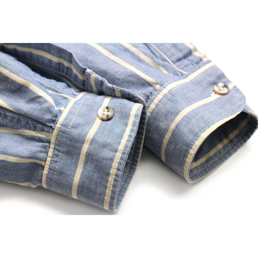 ST.JOHN’SBAY XL USA製 シャンブレー シャツ 90s USA製 STJOHN'SBAY ストライプ コットン シャンブレーシャツ L