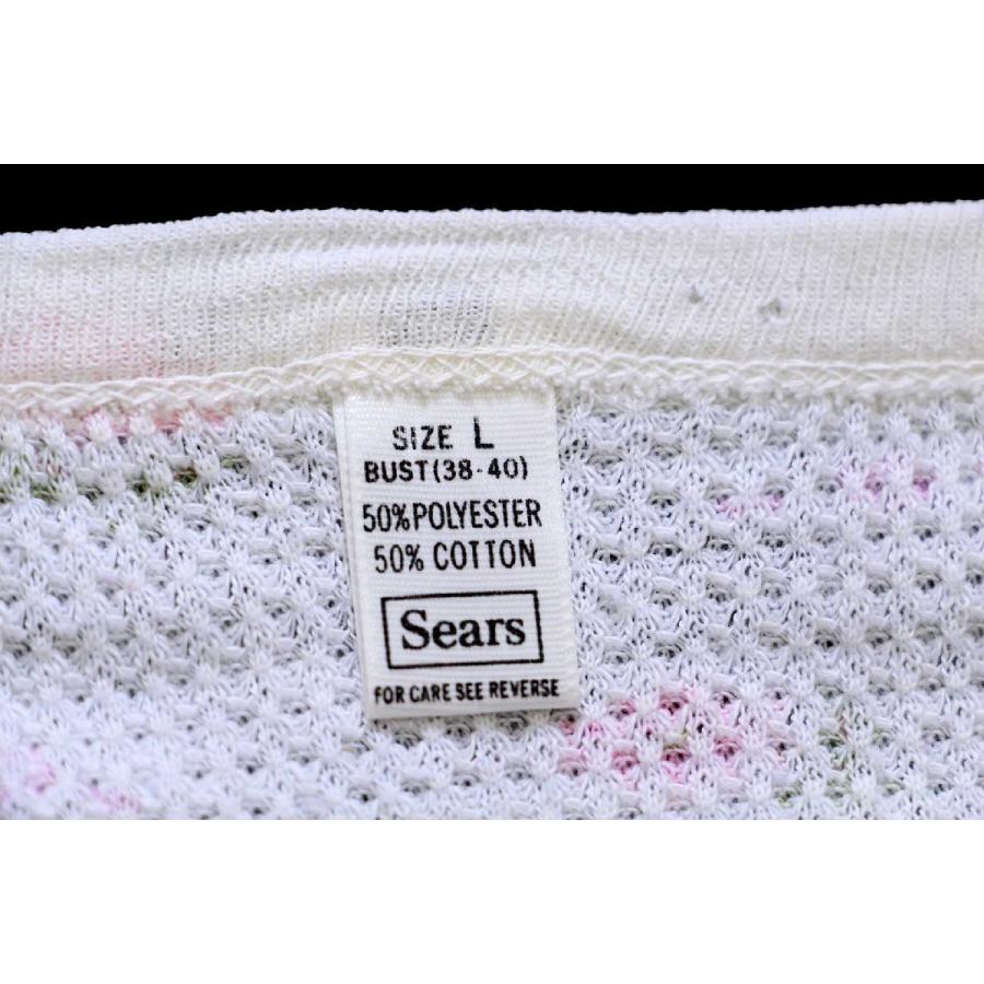 80s Sears フラワー 総柄 サーマルシャツ L☆オールド ビンテージ
