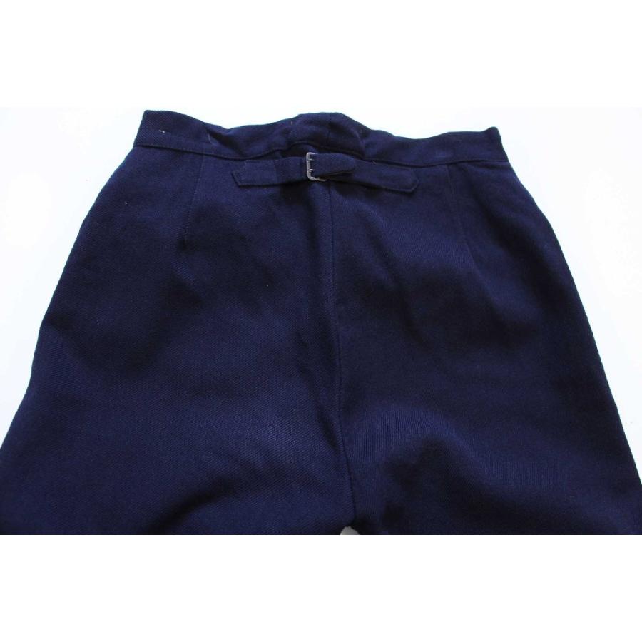 40s UNKNOWN シンチバック サイドライン スラックス ウールパンツ 紺