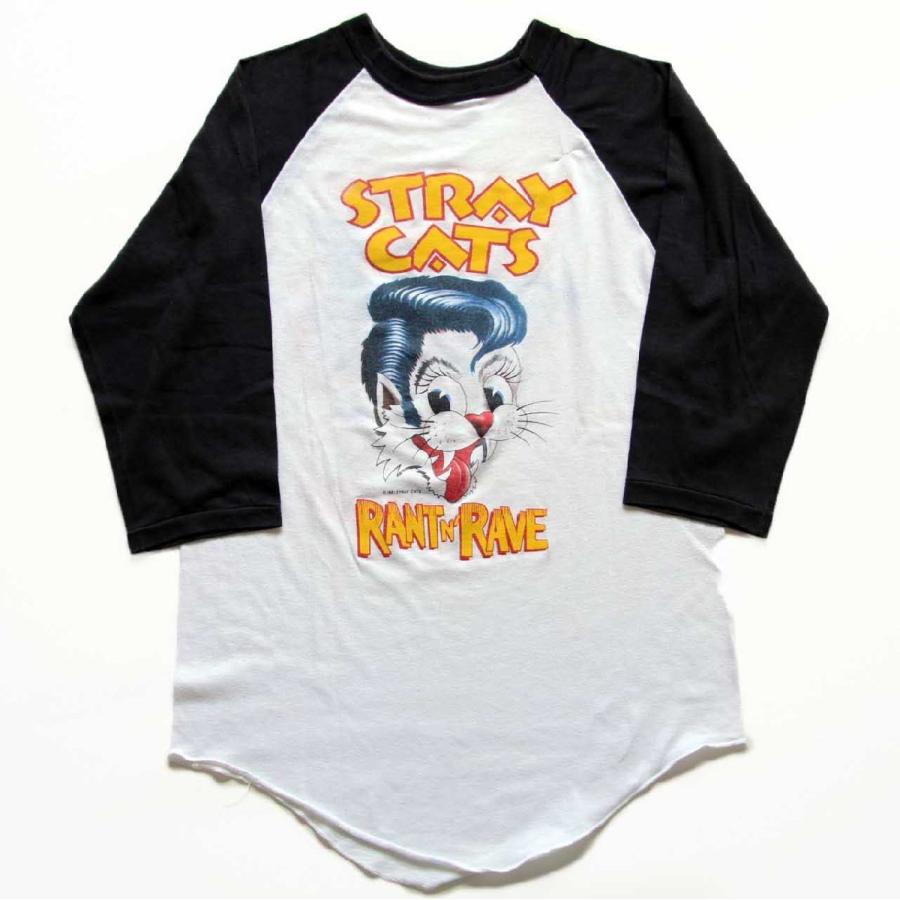 80s USA製 STRAY CATS ストレイキャッツ 両面プリント 七分袖 80s USA製 STRAY CATS ストレイキャッツ 両面プリント 七分袖