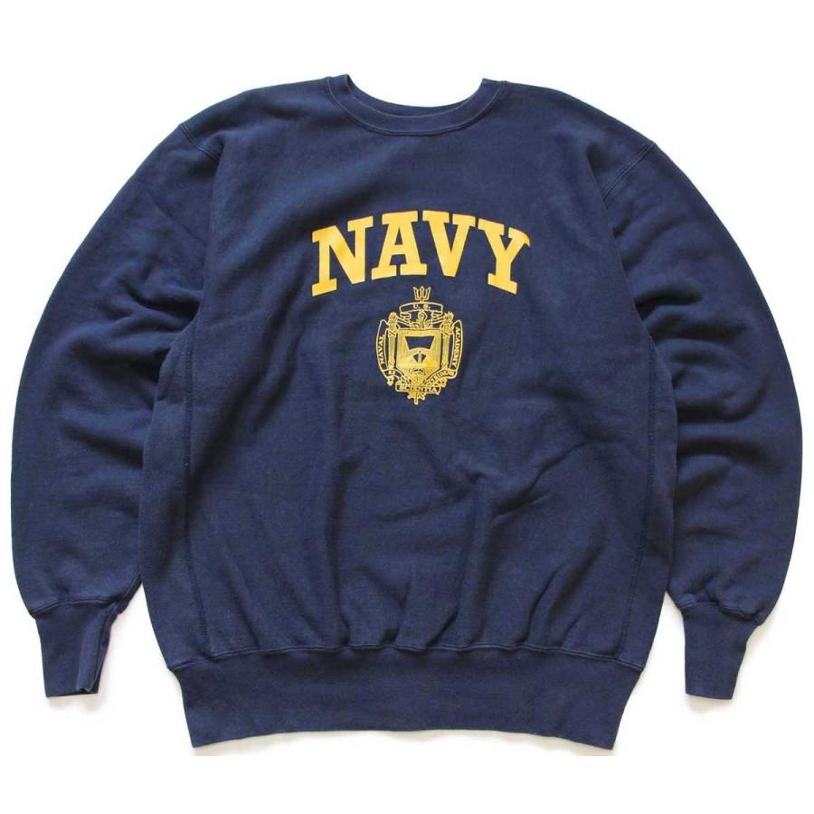 90s USA製 NAVY U.S.NAVAL ACADEMY リバースウィーブ スウェット 紺 
