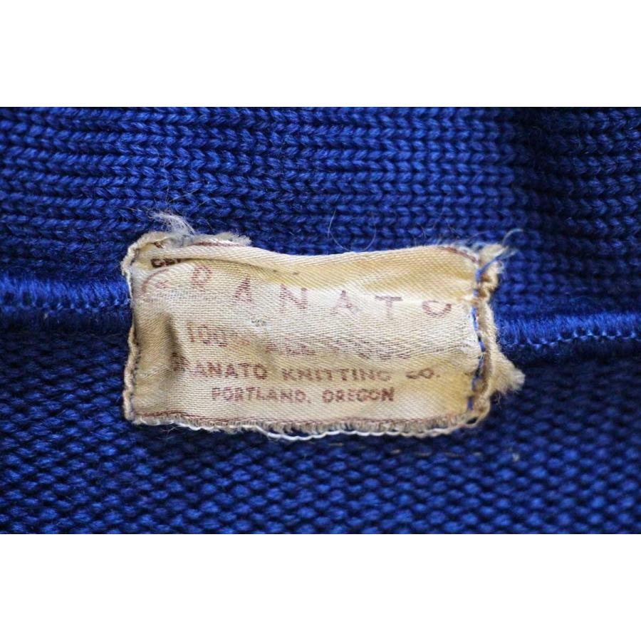 50s GRANATO ウールニット レタードカーディガン 濃青☆ビンテージ