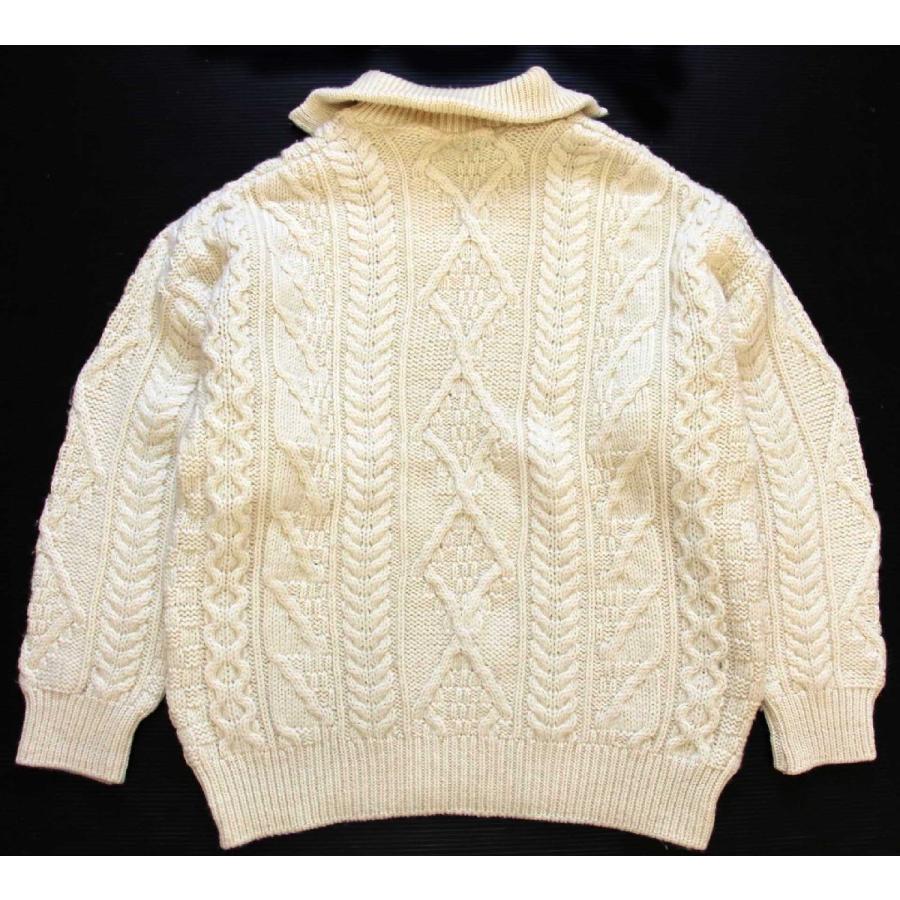 アイルランド製 aran crafts ケーブル編み ハイネック ハーフジップ 