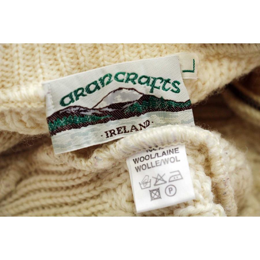 アイルランド製 aran crafts ケーブル編み ハイネック ハーフジップ 