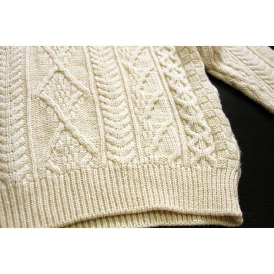 アイルランド製 aran crafts ケーブル編み ハイネック ハーフジップ 
