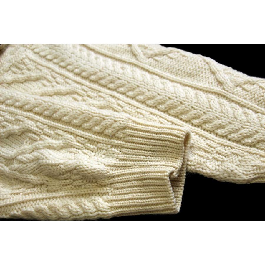 アイルランド製 aran crafts ケーブル編み ハイネック ハーフジップ 