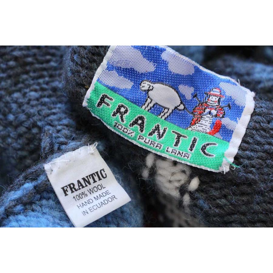エクアドル製 FRANTIC フォークロア柄 ウール ハンドニット ジップ 