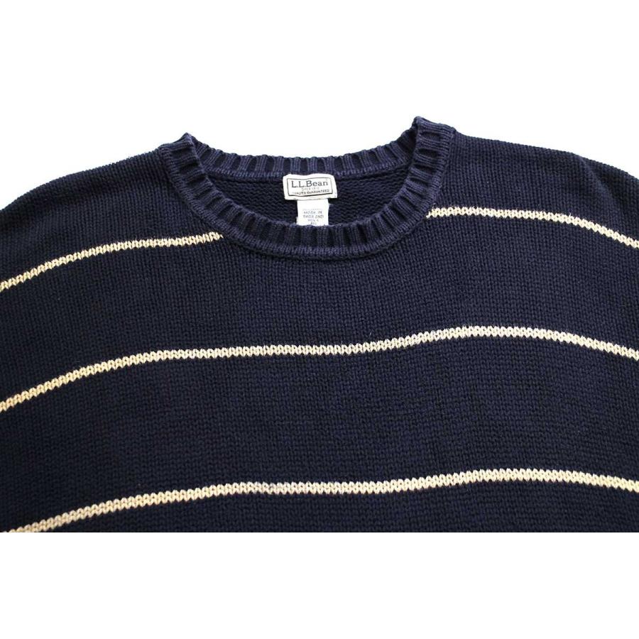 90s 00s LLBean コットンニットセーター ネイビー L 00s】L.L.Bean エルエルビーン コットンニット Vネック ネイビー