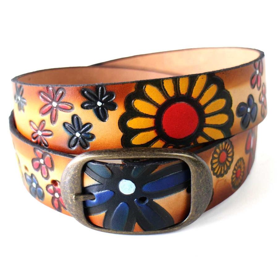 新品☆USA製 BRACKNEY LEATHER WORKS 花柄 型押し ペイント レザー