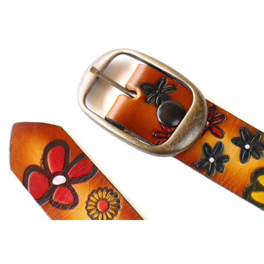 新品☆USA製 BRACKNEY LEATHER WORKS 花柄 型押し ペイント レザー