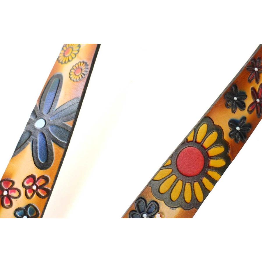 新品☆USA製 BRACKNEY LEATHER WORKS 花柄 型押し ペイント レザー