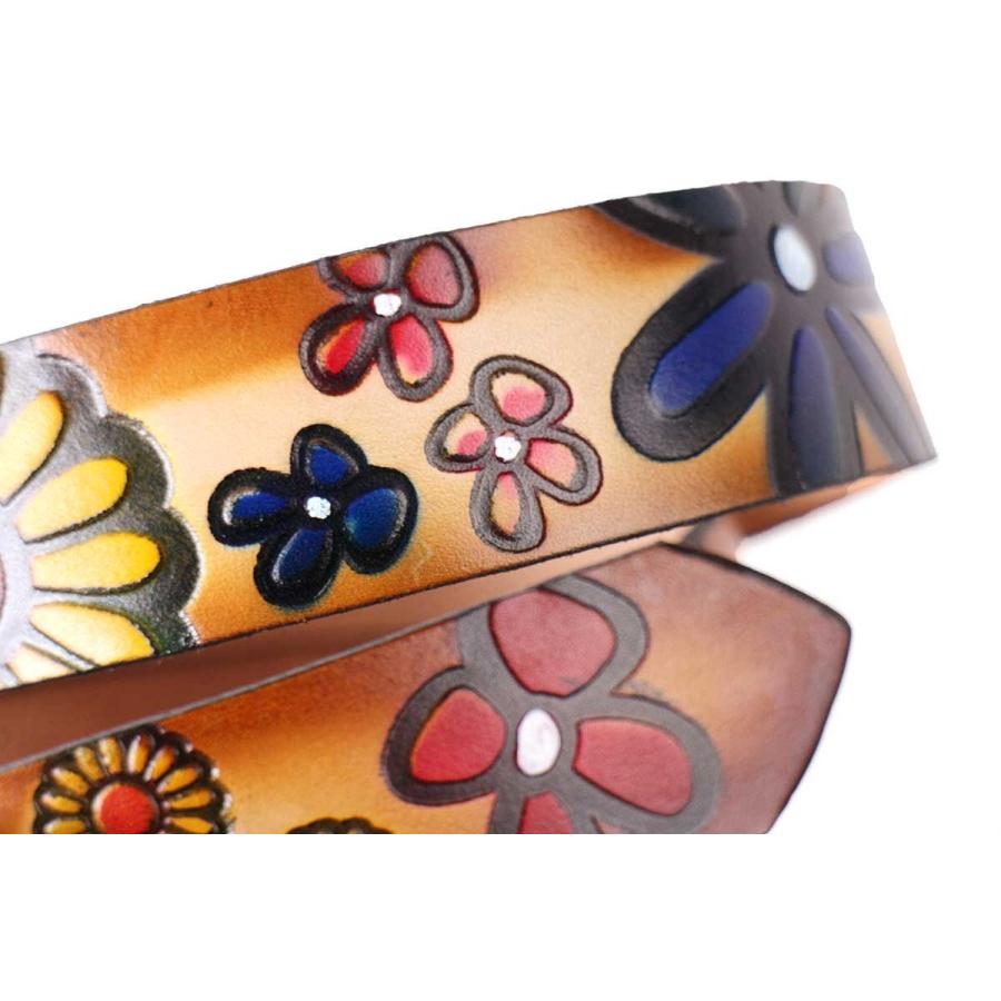 新品☆USA製 BRACKNEY LEATHER WORKS 花柄 型押し ペイント レザー