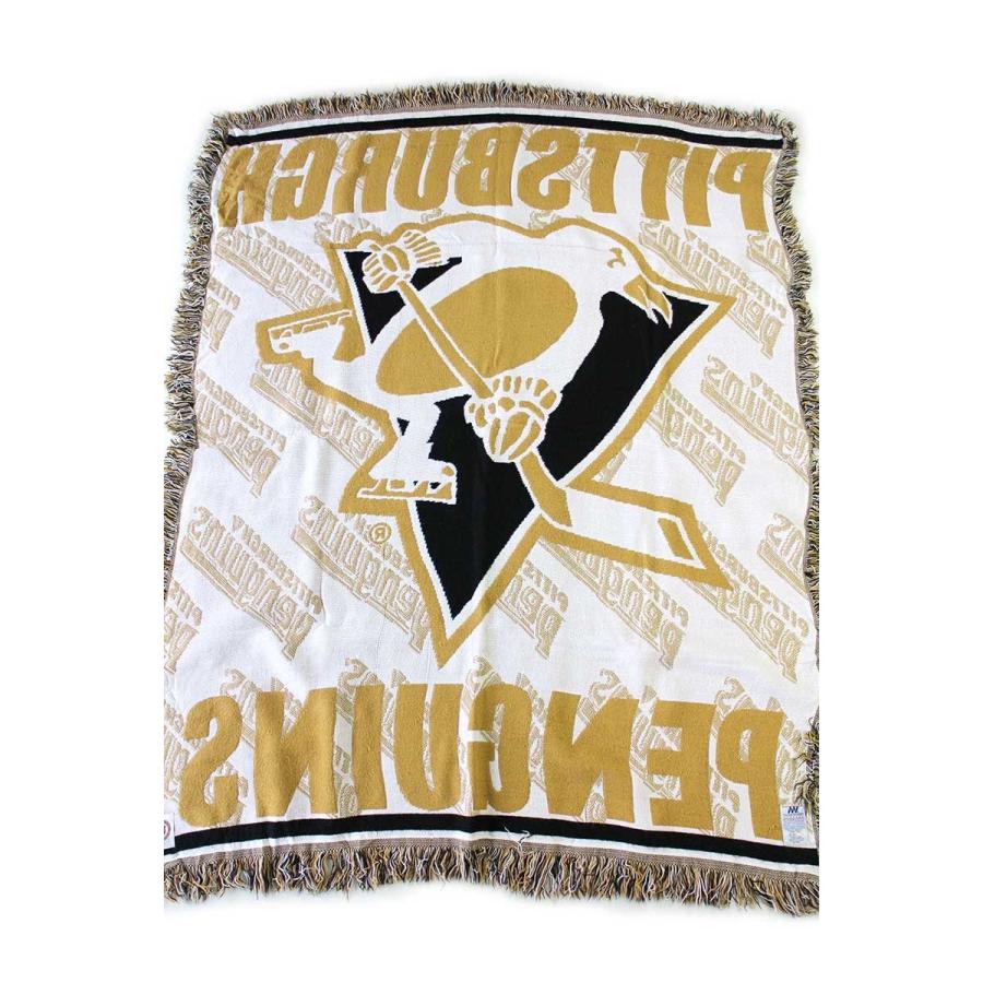 90s USA製 NHL PITTSBURGH PENGUINS アクリル ラグ☆オールド アイス 
