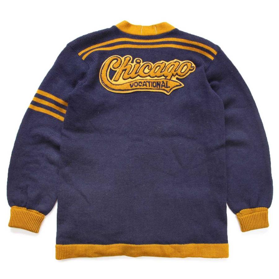 40s ENGLEWOOD Chicago VOCATIONAL パッチ付き ツートン ウールニット 
