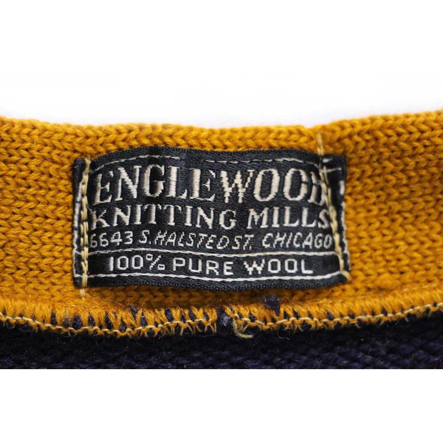 40s ENGLEWOOD Chicago VOCATIONAL パッチ付き ツートン ウールニット 