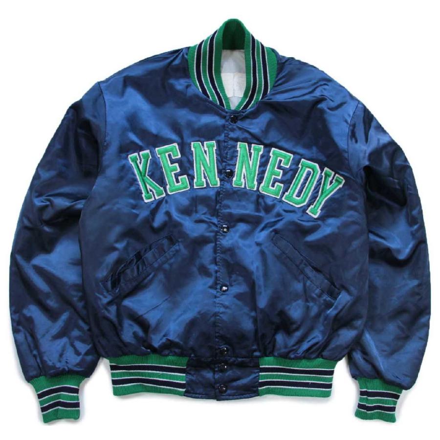 【超希少：スタジャン】デロング　大判ワッペン　XL　USA製　ビンテージ 80s USA製 DeLONG デロング KENNEDY パッチ付き キルティングライナー