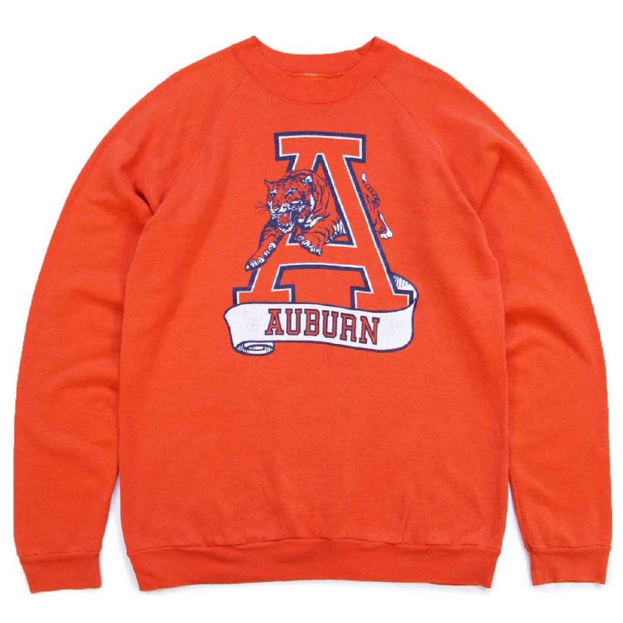 80s AUBURN タイガー ひび割れプリント スウェット オレンジ