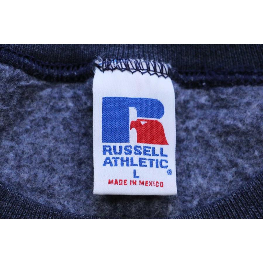 90s メキシコ製 RUSSELLラッセル 無地 前V スウェット 杢ネイビー L 